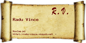 Radu Vince névjegykártya